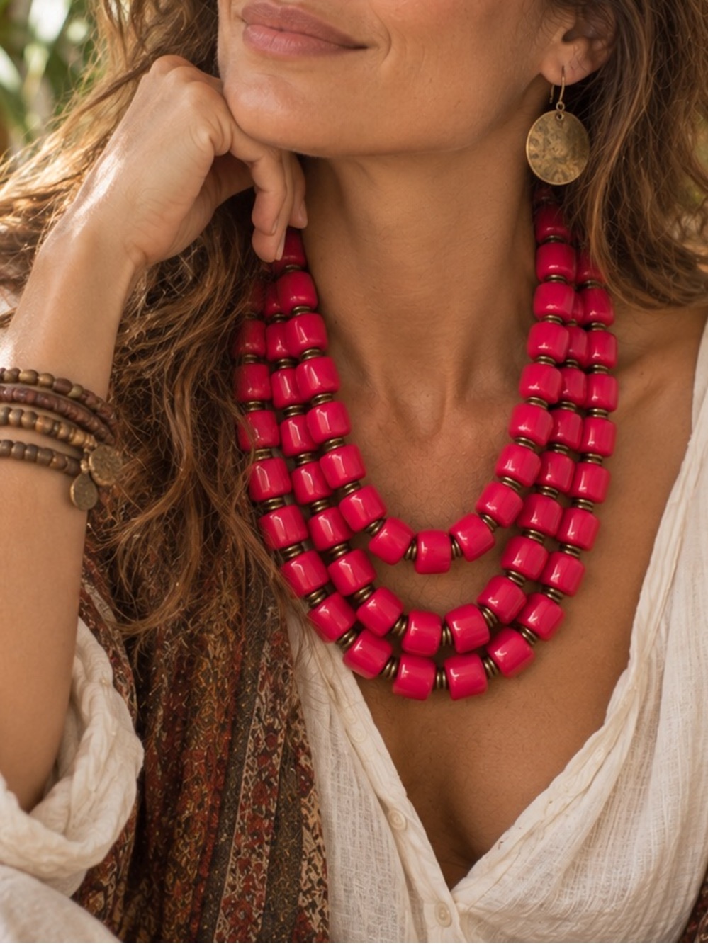 Premier Designs Vintage 3-Strand Statement Necklace (po)